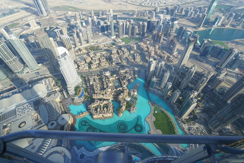 the view from a glass viewing platform of a big city