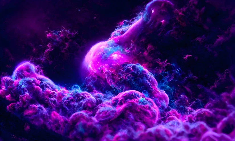 a purple and blue abstract image with clouds