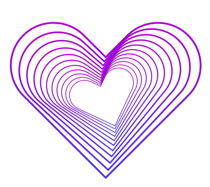 an abstract heart shape in magenta and purple on black