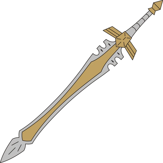 a golden spear from the middle ages sitting on top of a table