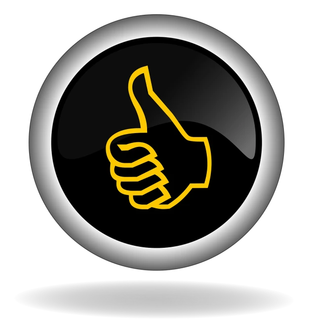 a thumbs up icon with a yellow hand
