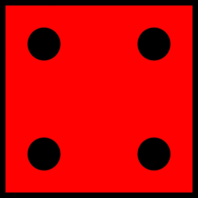 a red box with four black dots on it