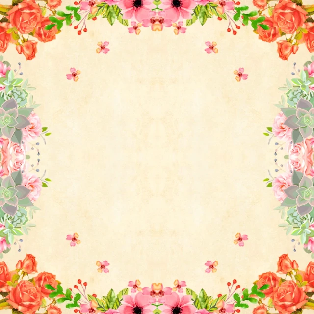 an intricately decorated border with red, pink and green flowers