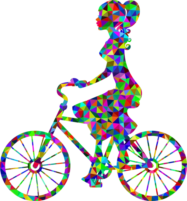 a person riding a bike with a black background