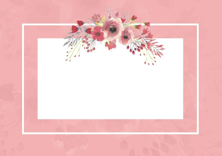 an empty picture frame is decorated with flowers