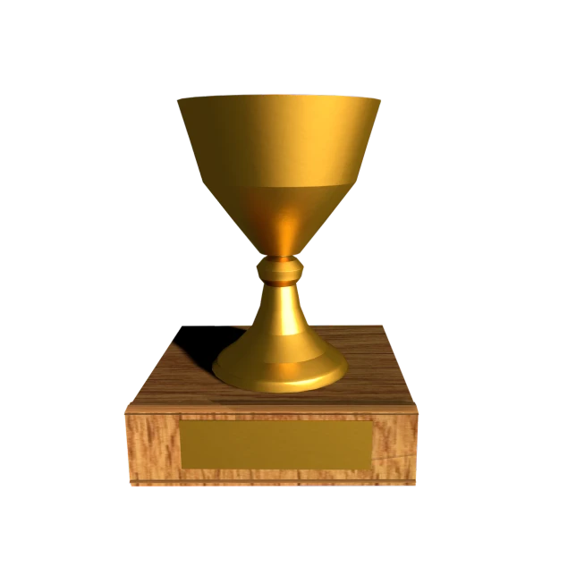 a golden church cup is sitting on a stand