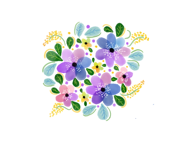 a black background with a bunch of colorful flowers