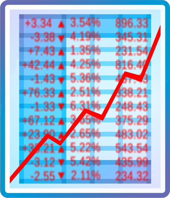 an illustration of a bar chart and arrows pointing upward