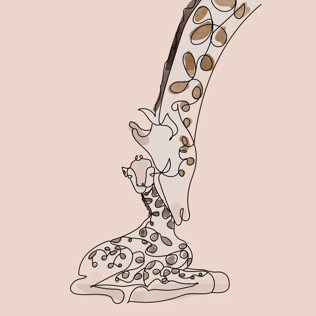 a drawing of a giraffe sticking its tongue out