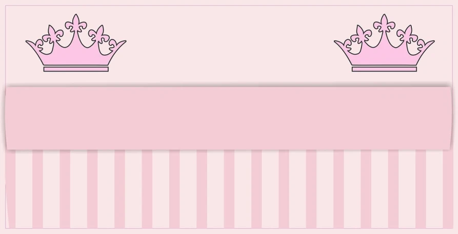 a pink and purple striped wallpaper has two crowns on it