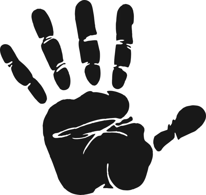 a black and white image of a hand on a dark background
