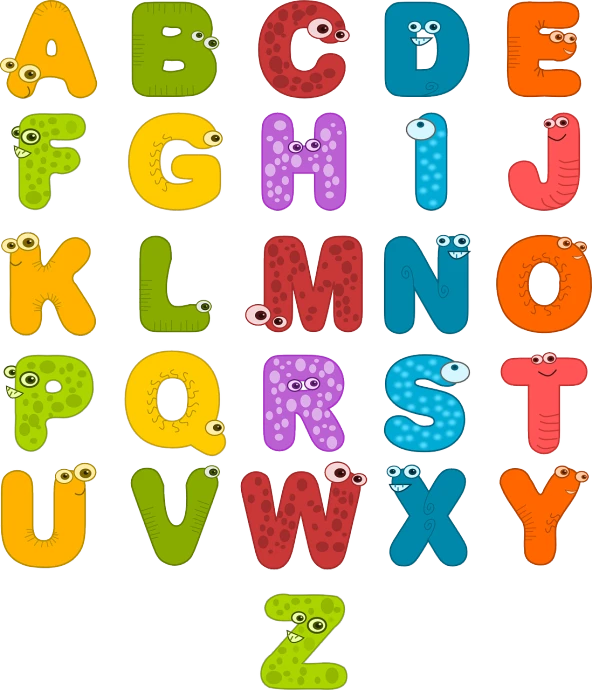 a colorful letter set with animals on it