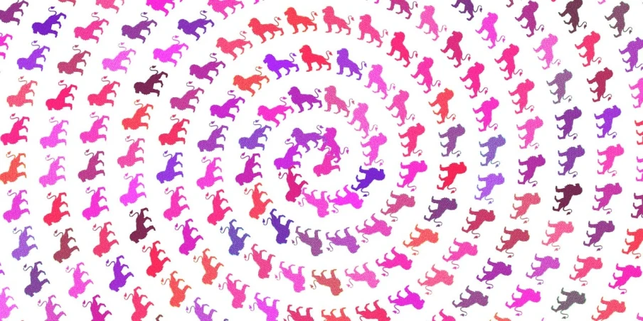 colored circles are arranged in the form of many ponies