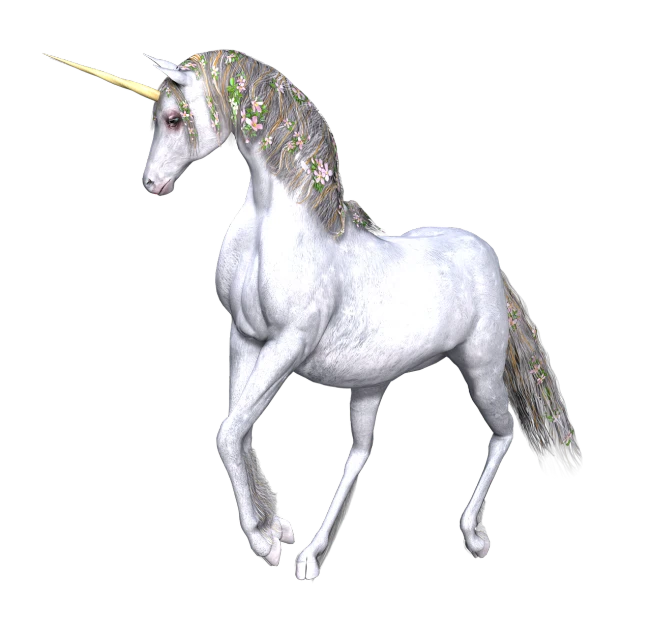 a white unicorn with purple wings and an orange mane