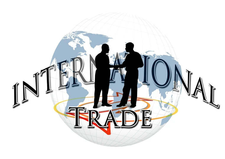 two men shaking hands and the words international trade