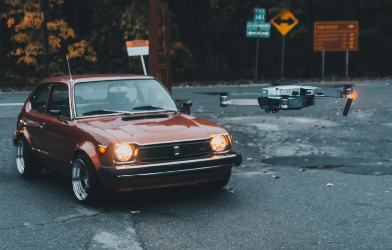 a car is parked on the parking lot