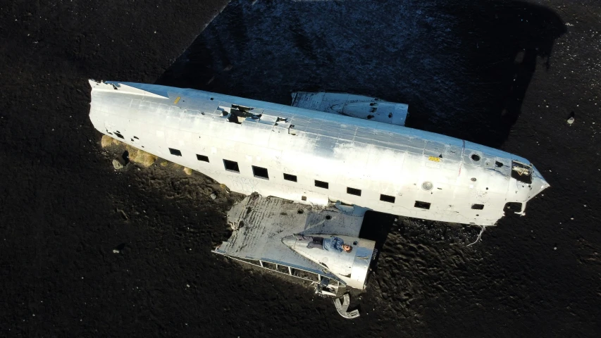 an airplane is sitting in the water