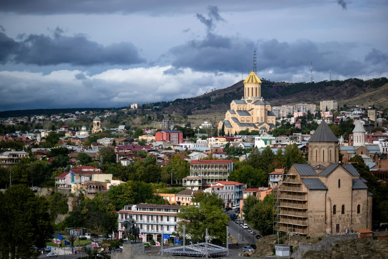 the skyline of the city in which buildings stand