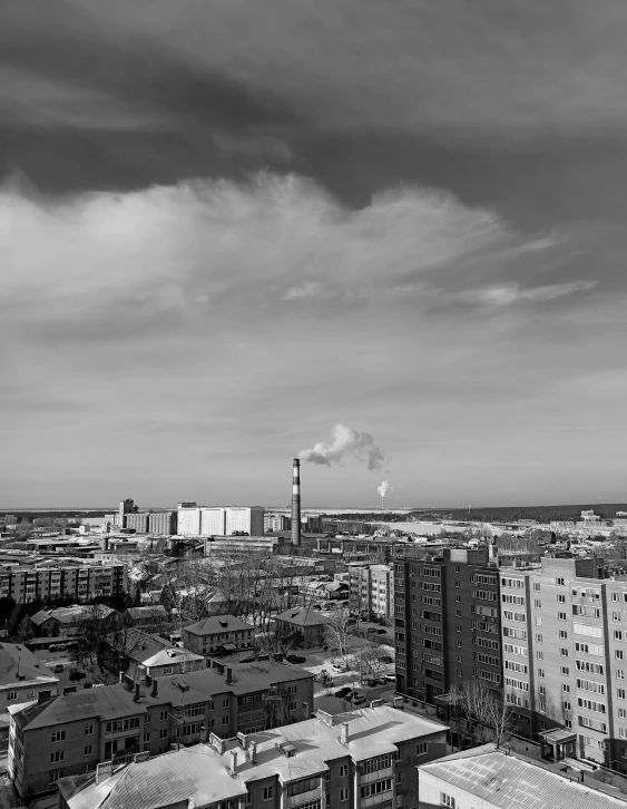 a black and white image of a city