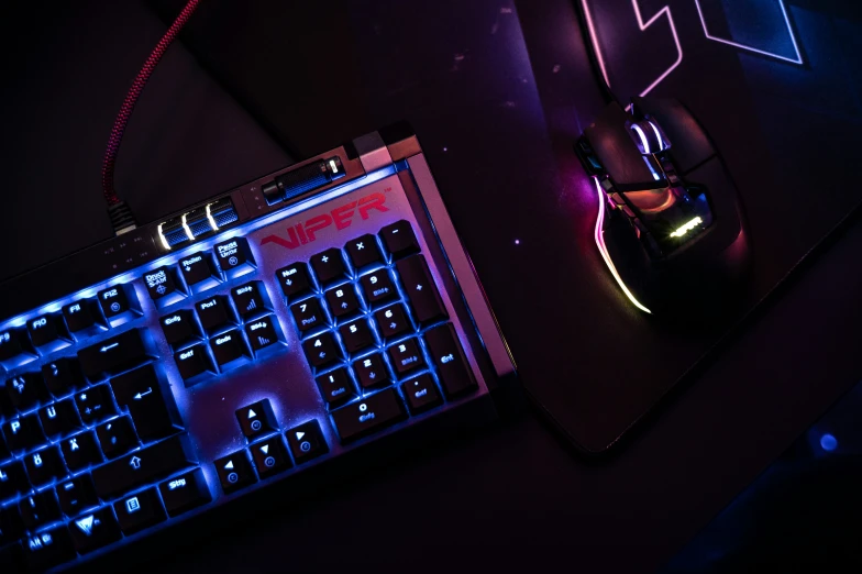computer keyboard with glowing backlit lights on it