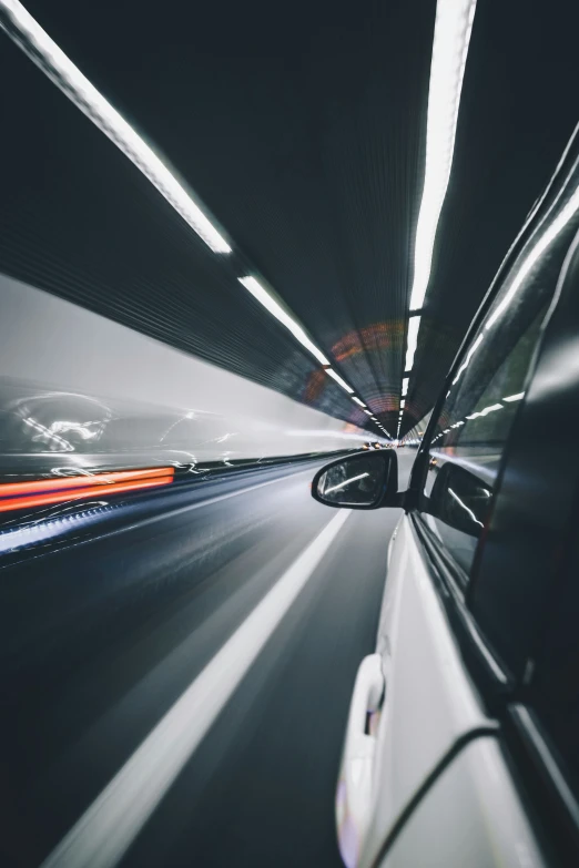 a car's view from inside the vehicle in the city