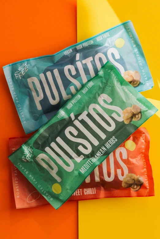 a packet of pursinos next to a bag of pistachio