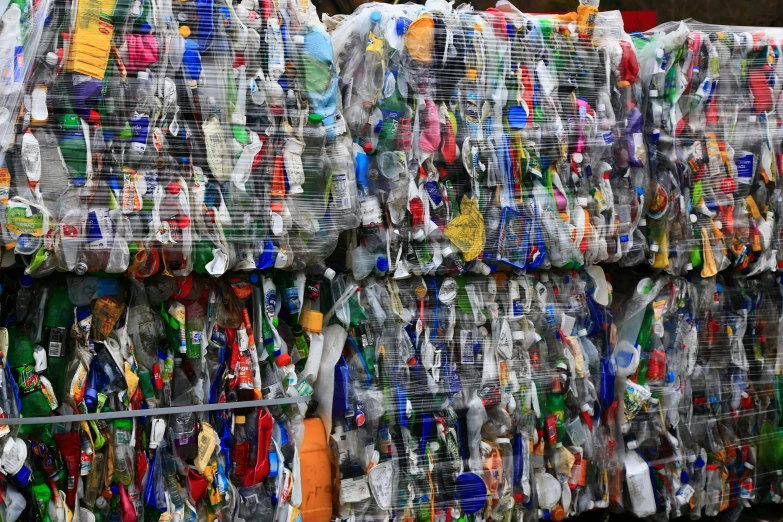 a long row of rows of bottles hanging in front of each other