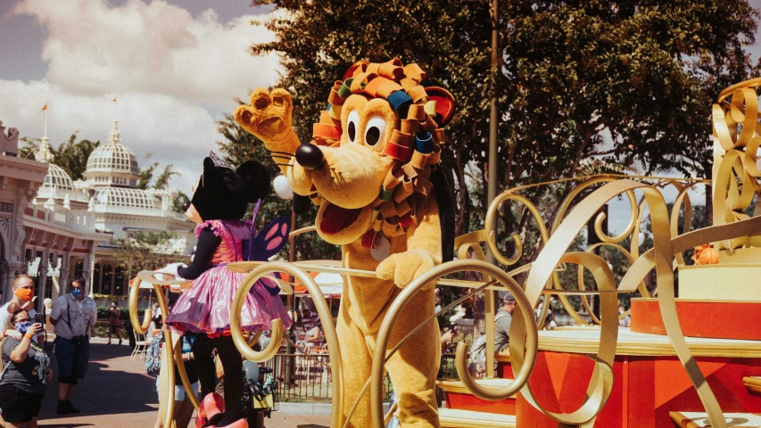 a close up of a parade float with characters