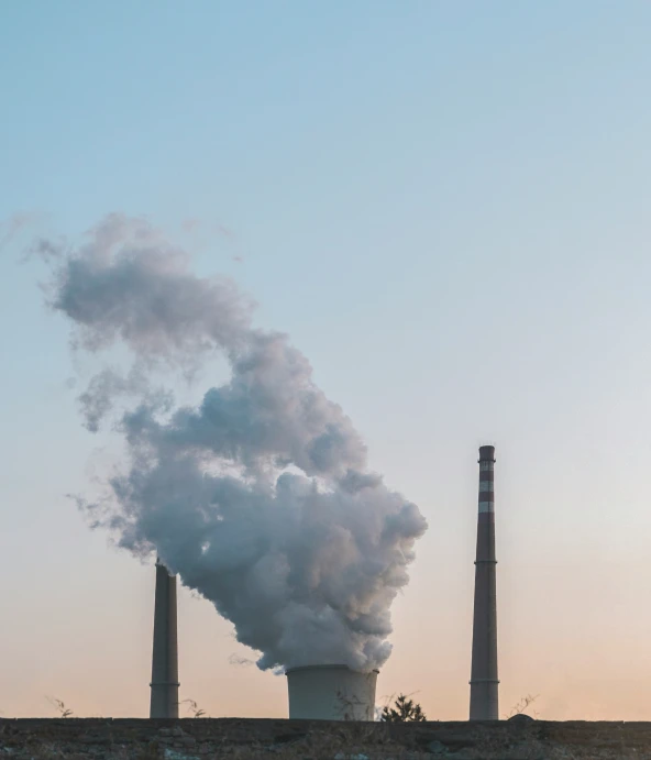 the smoke stack is coming out of the exhaust stacks