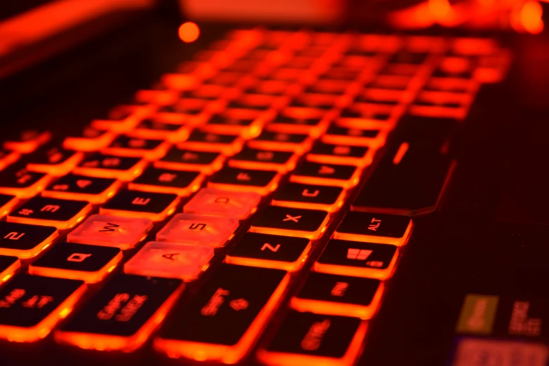 a close up s of a black and red keyboard