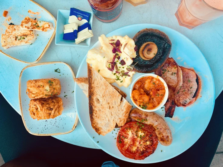 there is many different types of food on this plate