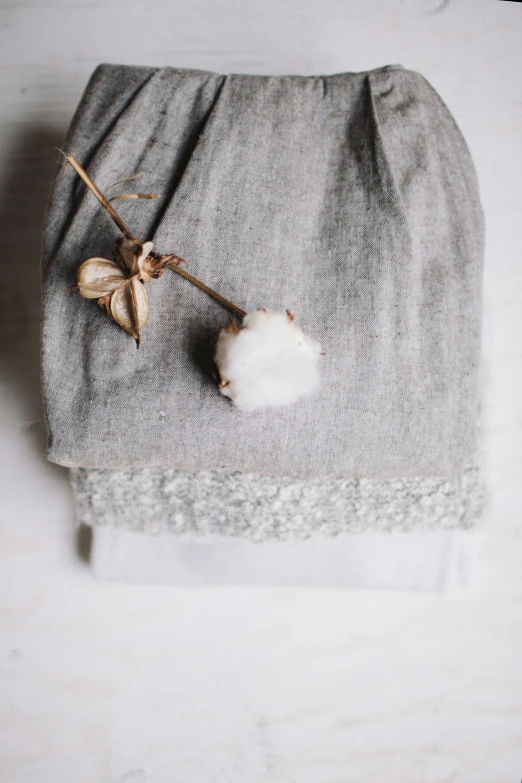 cotton in a bag on a white counter