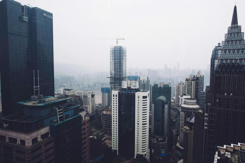 high rise buildings are shown with many spires in the background