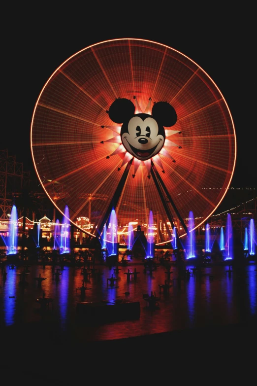 mickey mouse amut wheel at night lite up