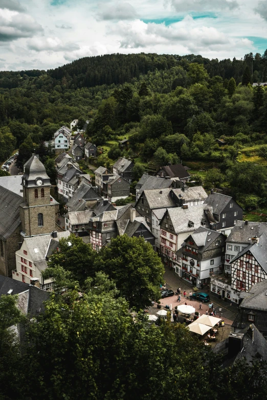 a village in the woods surrounded by hills