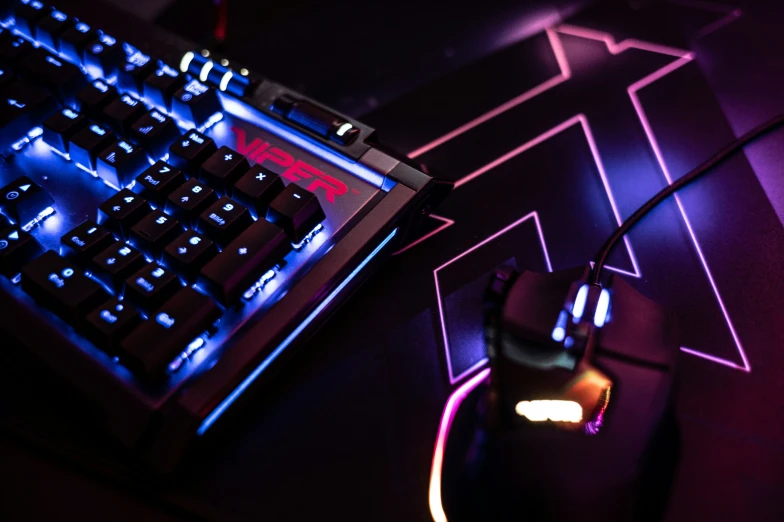 a close up of a mouse and keyboard