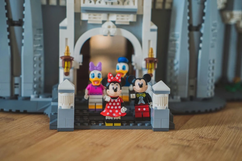 there is a lego castle with mickey mouse and mickey