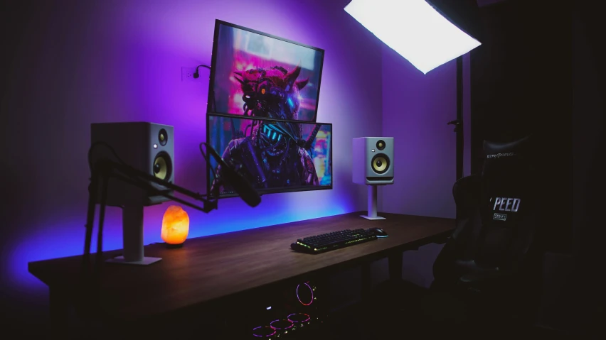 an image of a room with lights and audio
