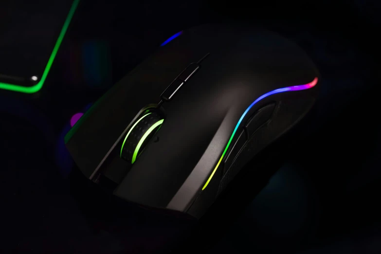 a close up image of the mouse with glowing colors