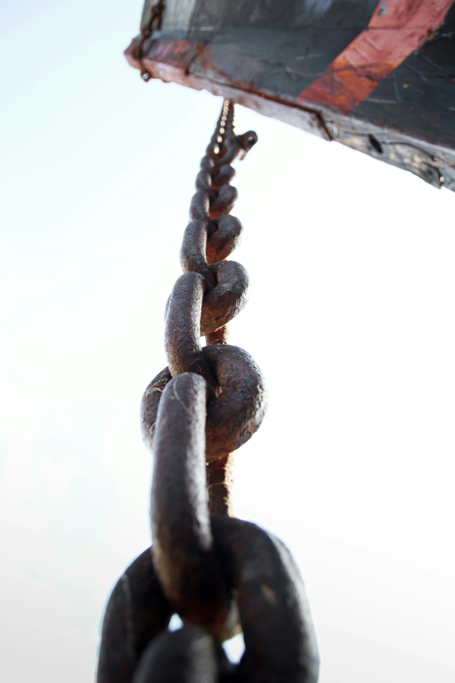 a close up image of chains attached to a boat