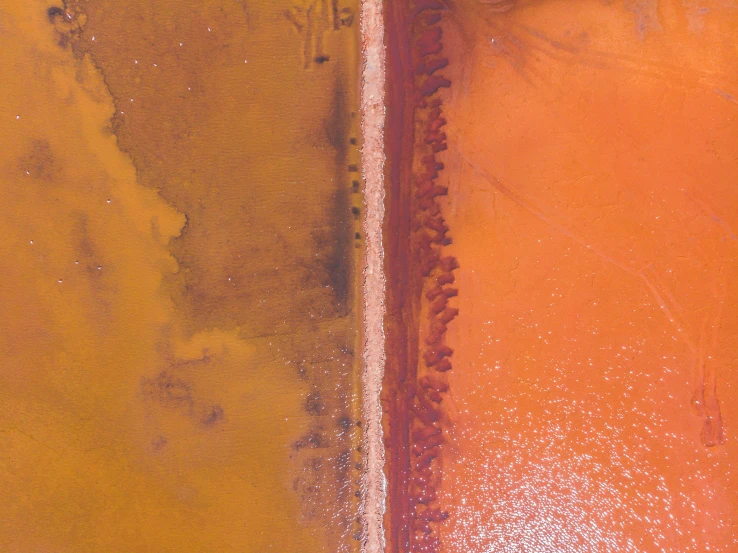 a yellow and orange patchy beach has a white stripe