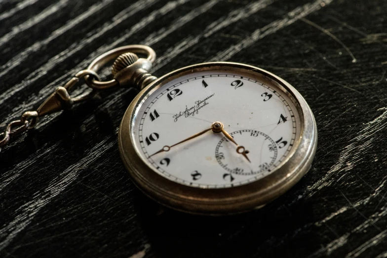 a pocket watch sitting on top of a table