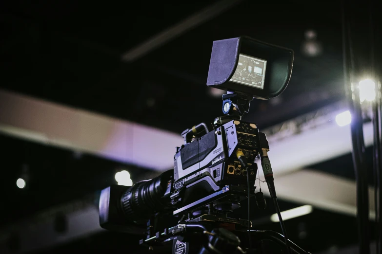 a close up view of a video camera on the ground