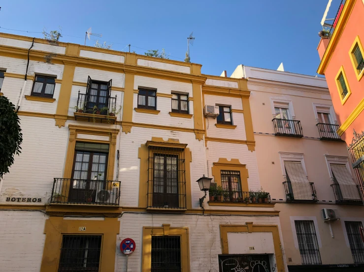 a building is shown with the building's balconies