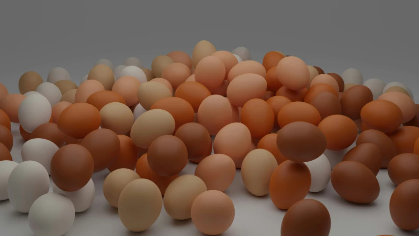 there are many brown and white eggs