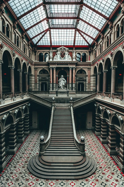 there is an empty staircase in this old building