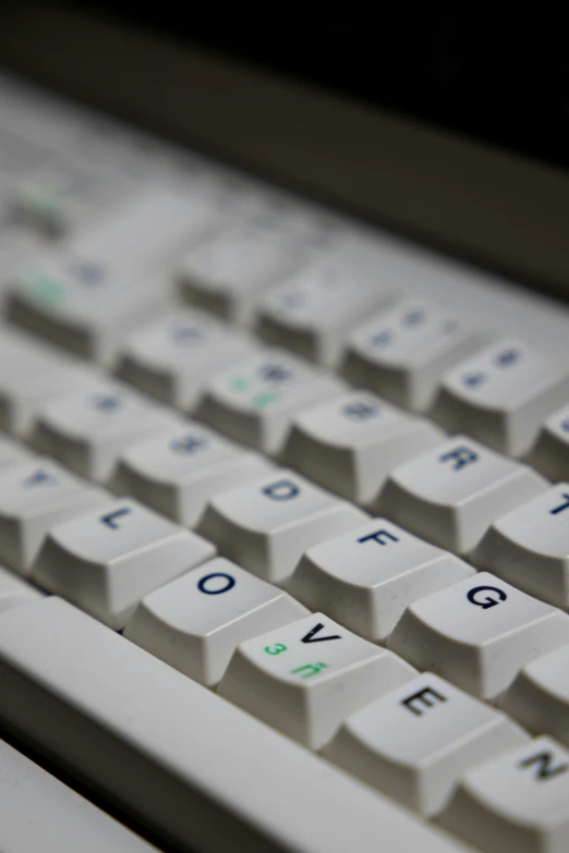 the keyboard and its keys are white and green