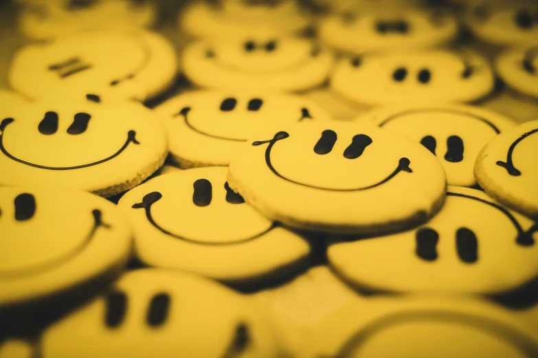 the smile faces are made up of yellow ons