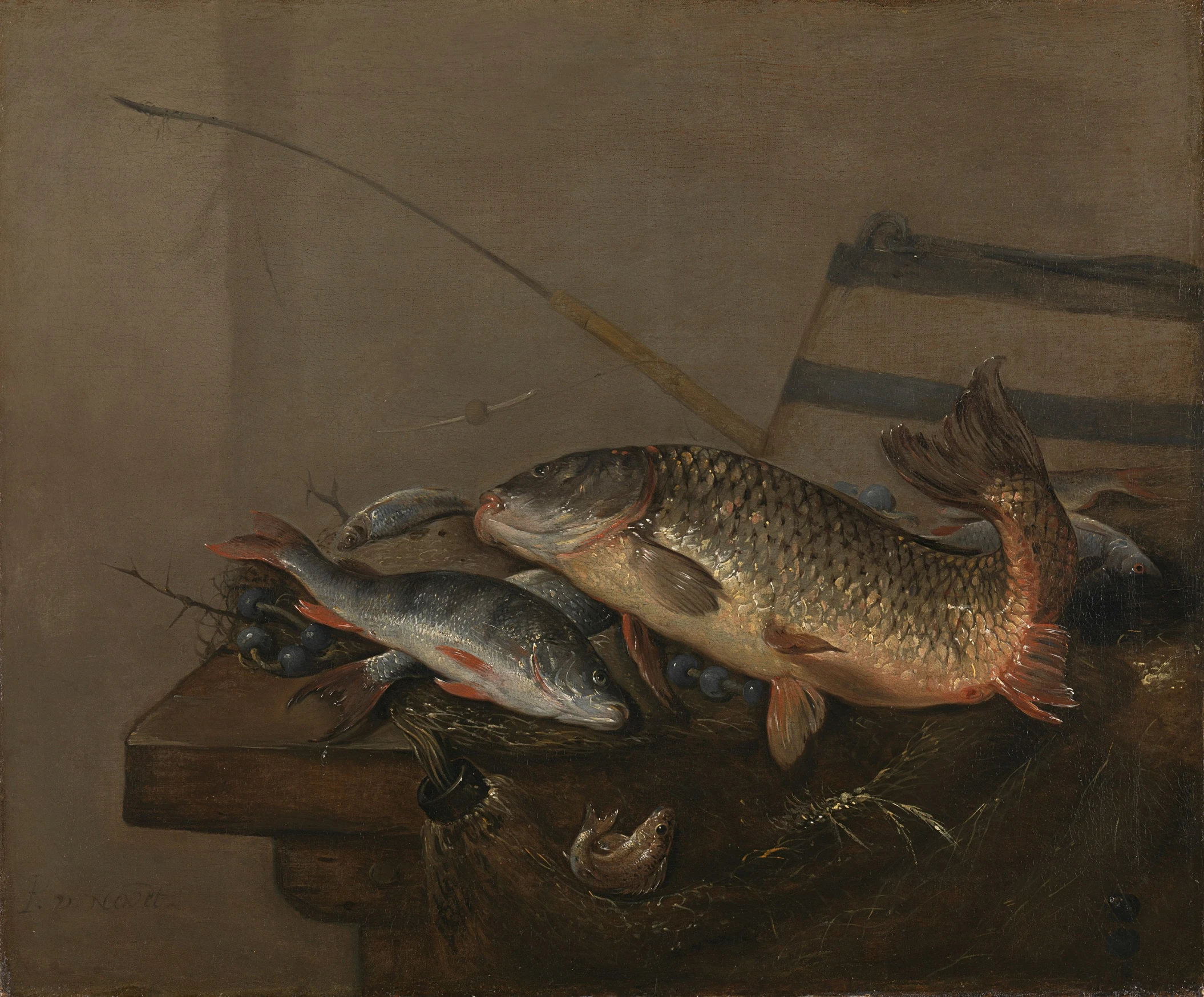 several dead fish laying on top of a chair