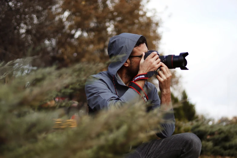 a man taking pictures through a camera